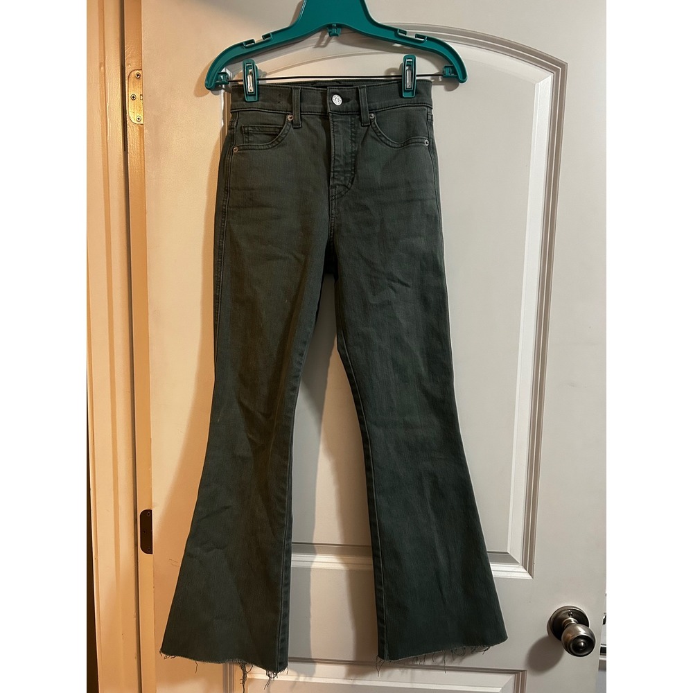 Veronica Beard Carson Ankle Flare High Rise Jeans Garden Topiary Green Size 24
